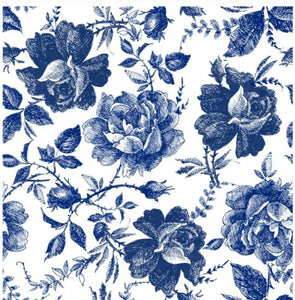Belles and Whistles Decoupage Rice Paper Blue Sketched Flowers